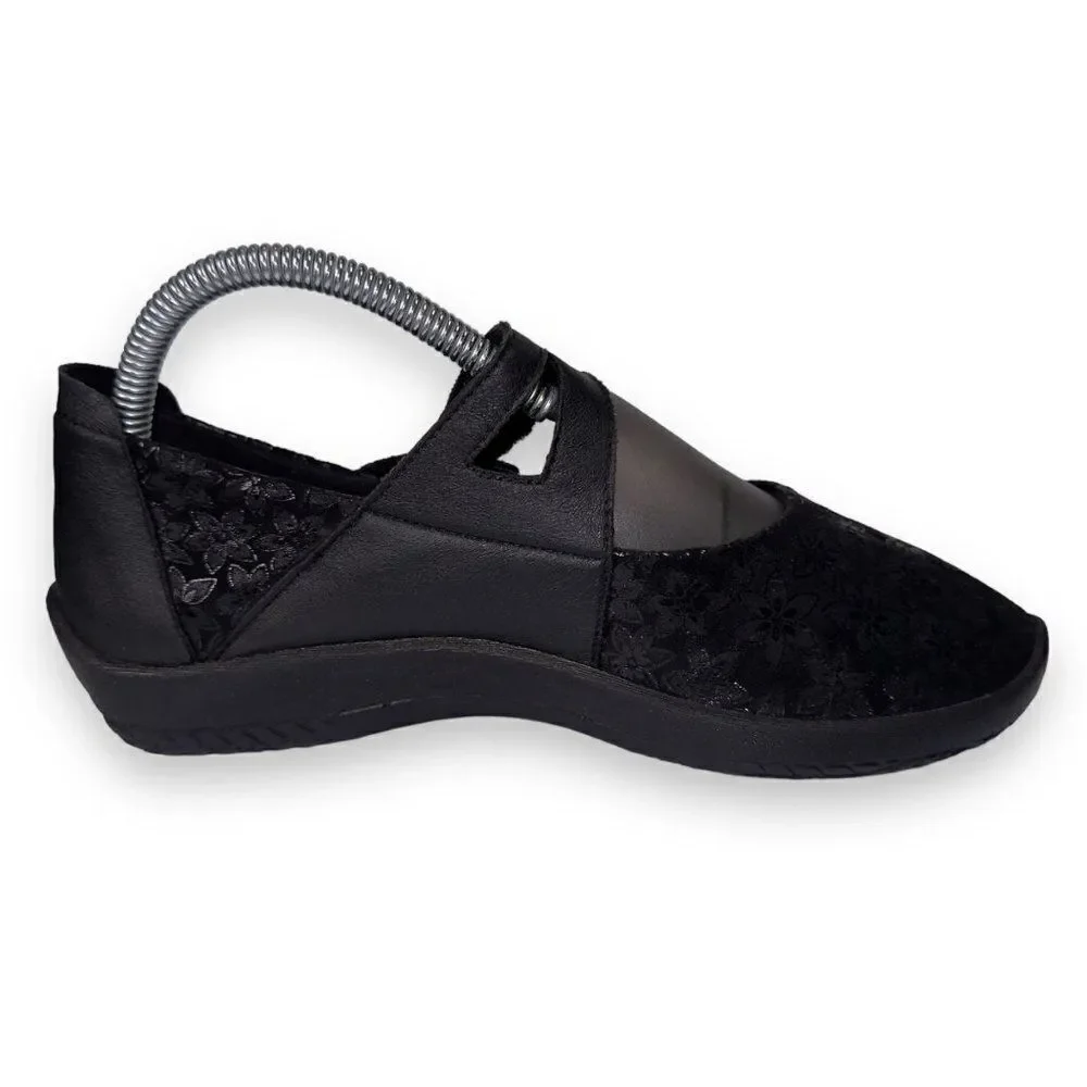 Arcopedico‎ Cosmo Flower Mary Jane Loafers Black / Silver Women's 7